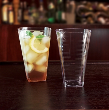 Emi-Yoshi Square 8oz Large Disposable Plastic Martini Glasses Cocktail Glass